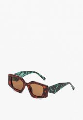Brązowo-Zielone Geometryczne Okulary Przeciwsłoneczne Wykonane z Lekkiego Tworzywa Tleara. Brązowe okulary przeciwsłoneczne damskie Born2be. Za 29.99 zł.