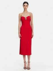 Elisabetta Franchi Sukienka koktajlowa AB-769-51E2 Czerwony Regular Fit. Czerwone sukienki damskie Elisabetta Franchi, bez wzorów, z syntetyku, wizytowe, bez kołnierzyka, bez ramiączek. Za 2,319.00 zł.