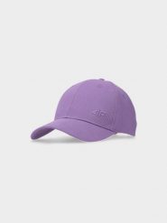 4F Czapka z daszkiem strapback uniseks - fioletowa L/XL. Fioletowe czapki z daszkiem damskie 4f, bez wzorów, z bawełny. W wyprzedaży za 29.99 zł.