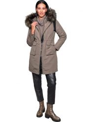 Heine Płaszcz puchowy 3w1 w kolorze szarobrązowym rozmiar: 38. Brązowe płaszcze damskie Heine, bez wzorów, z puchu. Za 208.99 zł.