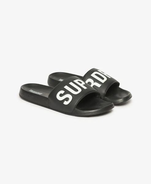 Superdry Core Pool Sliders - Klapki czarno-białe z miękkim paskiem. Czarne klapki i japonki męskie Superdry., z poliesteru. Za 176.10 zł.