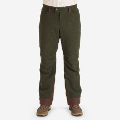 Spodnie myśliwskie Solognac Warm 900 wełna. Brązowe spodnie materiałowe męskie SOLOGNAC, bez wzorów, z wełny, sportowe. Za 449.99 zł.
