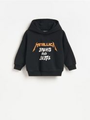 Bluza z motywem Metallica - czarny. Czarne bluzy i bluzki niemowlęce Reserved, bez wzorów, z bawełny, bez ramiączek, bez kaptura. Za 59.99 zł.