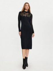 Sisley Sukienka dzianinowa 1MNPMV00S Czarny Slim Fit. Czarne sukienki damskie SISLEY, m, bez wzorów, z dzianiny, bez kołnierzyka, bez ramiączek. Za 359.99 zł.