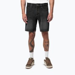 Spodenki męskie Pitbull Bayside Jeans Pocket. Czarne szorty męskie PITBULL, z bawełny, bez kołnierzyka. Za 159.99 zł.
