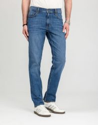 Męskie Spodnie Jeansowe Mustang Style Washington Straight Denim Blue 1018017 5000 782. Niebieskie spodnie materiałowe męskie Mustang, bez wzorów, z denimu. Za 189.99 zł.
