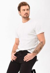 Gładki t-shirt, Comfort Fit, T-BAS. Białe t-shirty męskie Volcano, l, bez wzorów, z bawełny, bez kołnierzyka. Za 69.99 zł.