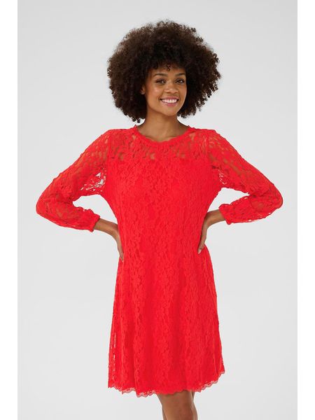 Cream Sukienka w kolorze czerwonym rozmiar: XXL. Czerwone sukienki damskie Cream, xxl, bez wzorów, z koronki, bez kołnierzyka, bez ramiączek, midi. Za 148.26 zł.