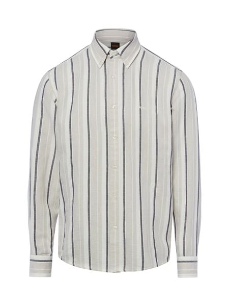 BOSS Orange koszula casual z lnem - Ricoplus Mężczyźni Regular Fit Bawełna szary, XL. Pomarańczowe koszule męskie Boss Orange, m, bez wzorów, z bawełny, bez kołnierzyka, bez ramiączek. Za 329.95 zł.