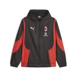 Męska tkana przedmeczowa kurtka piłkarska A.C Milan PUMA Black For All Time Red. Czarne kurtki męskie Puma, m, bez wzorów, sportowe, bez kaptura. W wyprzedaży za 273.50 zł.
