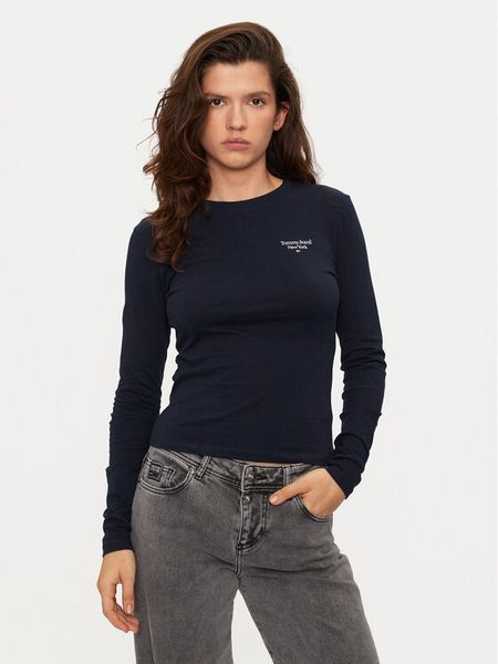 Tommy Jeans Bluzka Essential DW0DW18793 Granatowy Slim Fit. Niebieskie bluzki damskie Tommy Jeans, s, bez wzorów, z bawełny, bez ramiączek. Za 169.99 zł.