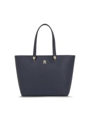 Tommy Hilfiger Torebka Emblem Shopper AW0AW15178 Granatowy. Niebieskie shopper bag damskie Tommy Hilfiger, bez wzorów, ze skóry, bez dodatków. Za 499.99 zł.