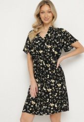 Czarno-Beżowa Sukienka o Rozkloszowanym Kroju w Kwiaty Calsedi. Czarne sukienki damskie Born2be, na co dzień, l, bez wzorów, eleganckie, bez kołnierzyka, bez ramiączek, midi, rozkloszowane. W wyprzedaży za 43.99 zł.