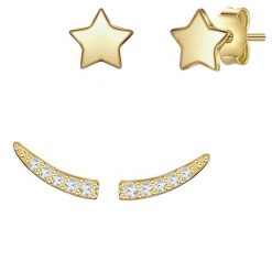 Lulu & Jane Komplet (2 kolczyki) Gwiazda Mosiadz Żółte złoto Kolczyki 1 ct Damski. Żółte kolczyki damskie Lulu & Jane, z cyrkonią, pozłacane, na sztyftcie. Za 99.99 zł.