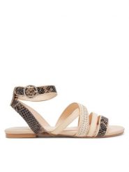 Bronx Sandały New-Skyler 85043-PW Beżowy. Brązowe sandały damskie Bronx, bez wzorów, ze skóry, bez obcasa, na płaskiej podeszwie. Za 259.99 zł.