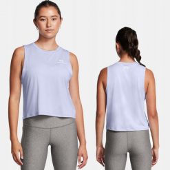 Koszulka Damska Sportowa Under Armour Bez Rękawów. Fioletowe bluzki sportowe damskie Under Armour, bez kołnierzyka, bez ramiączek. Za 199.99 zł.