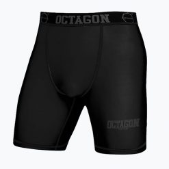 Spodenki kompresyjne męskie Octagon Fight Wear. Czarne szorty męskie OCTAGON, bez kołnierzyka. Za 119.99 zł.
