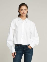 G-Star Bluzka w kolorze białym rozmiar: XS. Białe bluzki damskie G-Star, xs, bez wzorów, z bawełny, retro, bez kołnierzyka, bez ramiączek. Za 266.95 zł.