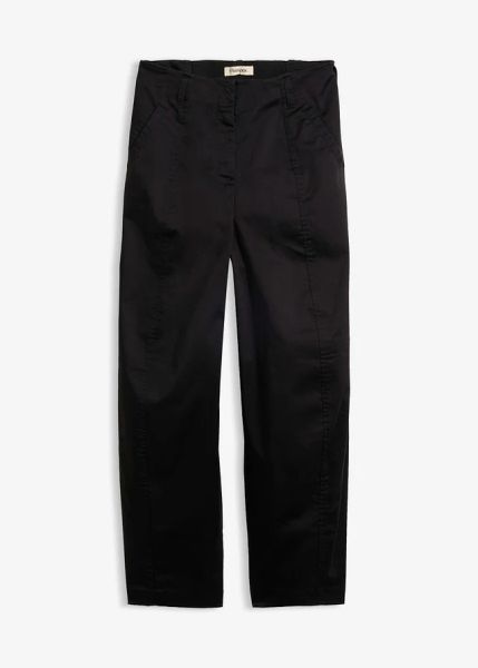 Spodnie z diagonalu o kroju barrel. Brązowe spodnie materiałowe damskie bonprix, bez wzorów. Za 139.99 zł.