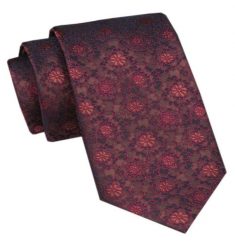Elegancki Krawat Męski Angelo di Monti - Odcienie Czerwieni i Bordo, Kwiaty. Czerwone krawaty i muchy męskie Angelo di Monti, bez wzorów, z tkaniny, eleganckie. Za 45.00 zł.