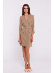 Stylove Sukienka w kolorze beżowym rozmiar: M. Brązowe sukienki damskie Stylove, na co dzień, m, bez wzorów, z tkaniny, bez kołnierzyka, bez ramiączek, mini, proste. Za 242.70 zł.