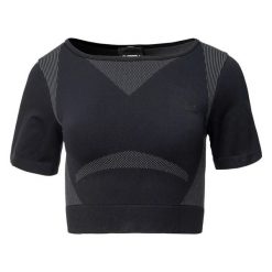 T-shirt Damski Cropped Ingel. Czarne t-shirty damskie IQ, bez wzorów, bez kołnierzyka. Za 115.99 zł.