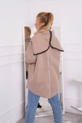 Bluza ocieplana z suwakiem z tyłu ciemno beżowa. Brązowe bluzy z kapturem damskie KESI, l, z bawełny. Za 238.37 zł.