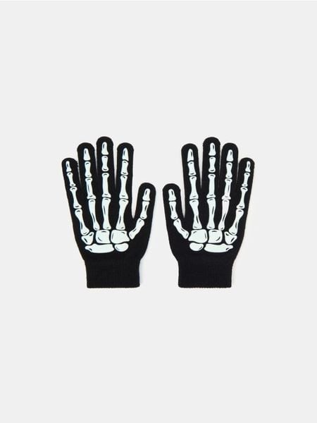 Rękawiczki świecące w ciemności - czarny. Czarne rękawiczki męskie Sinsay, bez wzorów. W wyprzedaży za 5.99 zł.