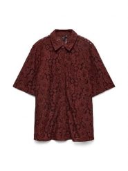 Vero Moda Bluzka w kolorze bordowym rozmiar: S. Czerwone bluzki damskie Vero Moda, s, bez wzorów, z koronki, bez kołnierzyka, bez ramiączek. Za 132.98 zł.