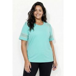 Damskie Bluzka funkcyjna wstawki z siateczki okrągły dekolt rękaw 1/2. Zielone bluzki sportowe damskie Ulla Popken, plus size, bez wzorów, z elastanu, bez ramiączek. Za 199.99 zł.