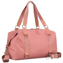 Różowa torba treningowa z poliestru, jednokomorowa i zamykana suwakiem - Peterson. Czerwone torebki klasyczne damskie Peterson, bez wzorów, bez dodatków. Za 99.99 zł.