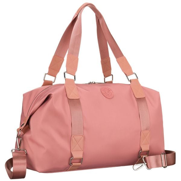 Różowa torba treningowa z poliestru, jednokomorowa i zamykana suwakiem - Peterson. Czerwone torebki klasyczne damskie Peterson, bez wzorów, bez dodatków. Za 99.99 zł.