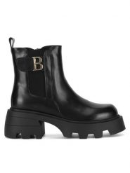 Badura Botki WFA3150-1Z Czarny. Czarne botki damskie Badura, ze skóry, bez obcasa, na słupku, bez zapięcia. Za 379.99 zł.