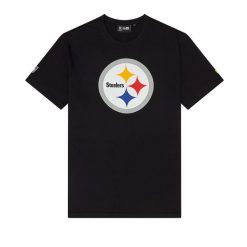 T-Shirt NFL Pittsburgh Steelers New Era Logo Noir. Czarne t-shirty męskie New Era, l, bez wzorów, z bawełny, bez kołnierzyka. Za 174.00 zł.