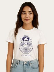 WOOOP Koszulka "Frida Kahlo Butterfly" w kolorze białym rozmiar: M. Białe bluzki damskie Wooop, m, bez wzorów, z bawełny, bez kołnierzyka, bez ramiączek. Za 56.99 zł.