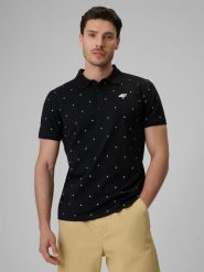 4F Koszulka polo regular męska - czarna M. Czarne koszulki polo męskie 4f, m, bez wzorów, z bawełny, bez ramiączek. Za 99.99 zł.