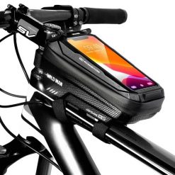 Torba na ramę rowerową z wodoodpornym uchwytem na telefon WILD MAN. Czarne torebki klasyczne damskie WILDMAN, z aplikacjami, z materiału, duże, bez dodatków. Za 132.96 zł.