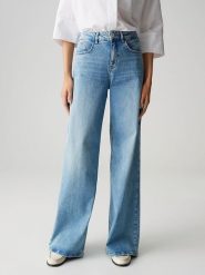 OPUS Dżinsy "Melly" - Palazzo fit - w kolorze błękitnym rozmiar: 40/L32. Niebieskie jeansy damskie Opus, z podwyższonym stanem. Za 249.95 zł.
