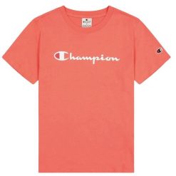 T-shirt Damski Z Bawełny Z Krótkim Rękawem. Fioletowe t-shirty damskie CHAMPION, s, bez wzorów, z bawełny, bez kołnierzyka. Za 147.99 zł.