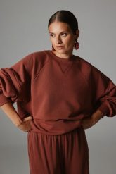BLUZA ELENA MARSALA S - Flawless. Brązowe bluzy bez kaptura damskie Flawless, s, z bawełny. Za 369.00 zł.