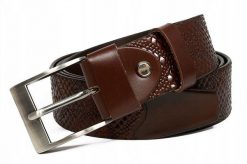 Pasek skórzany Rovicky PRS-03-BGE brązowy. Brązowe paski męskie ROVICKY, z aplikacjami, ze skóry, eleganckie. Za 50.00 zł.