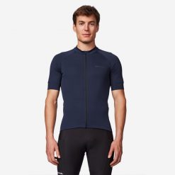 Koszulka rowerowa szosowa Van Rysel Discover krótki rękaw. Niebieskie t-shirty sportowe męskie VAN RYSEL, xl, z materiału, bez ramiączek, rowerowe. Za 109.99 zł.