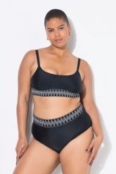 Damska Góra od bikini miękkie miseczki pas pod biustem z haftem. Czarne bikini damskie Ulla Popken, bez wzorów, plus size. Za 125.99 zł.