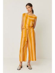 SKFK Spodnie "Dona" w kolorze pomarańczowym rozmiar: 40. Pomarańczowe spodnie materiałowe damskie SKFK, bez wzorów, z bawełny, z podwyższonym stanem. Za 239.99 zł.