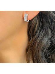 Les Petites Précieuses Srebrne kolczyki-kreole z cyrkoniami rozmiar: onesize. Szare kolczyki damskie Les Petites Précieuses, z cyrkonią, srebrne. Za 130.99 zł.