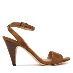 Sandały LAUREN RALPH LAUREN. Brązowe sandały damskie Lauren Ralph Lauren, bez wzorów, bez obcasa, na słupku. Za 769.99 zł.