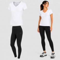 ZESTAW DAMSKI 4F T-SHIRT + LEGGINSY KOMPLET SPORTOWY NA CO DZIEŃ XL SS26. Legginsy damskie 4f, uniwersalny, bez wzorów, z bawełny. Za 88.50 zł.