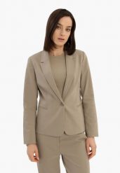 Beżowa marynarka JB-MALIRA. Brązowe marynarki i żakiety damskie Volcano, m, bez wzorów, z bawełny, eleganckie. Za 249.99 zł.