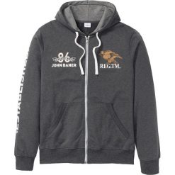 Bluza rozpinana z kapturem i specjalnym krojem na wys. brzucha bonprix antracytowy melanż. Szare bluzy bez kaptura męskie bonprix, l. Za 89.99 zł.
