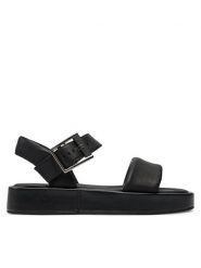 Clarks Sandały Alda Strap 26176257 Czarny. Czarne sandały damskie Clarks, bez wzorów, ze skóry, bez obcasa, na płaskiej podeszwie. Za 279.99 zł.